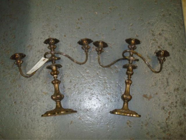 Appraisal: Pair of Silverplate Candelabra Dimensions x