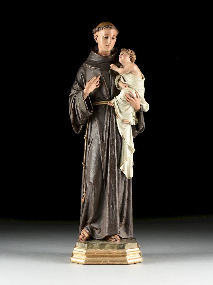 Appraisal: A FRANCISCAN SANTO SCULPTURE Saint Anthony of Padua TH CENTURY