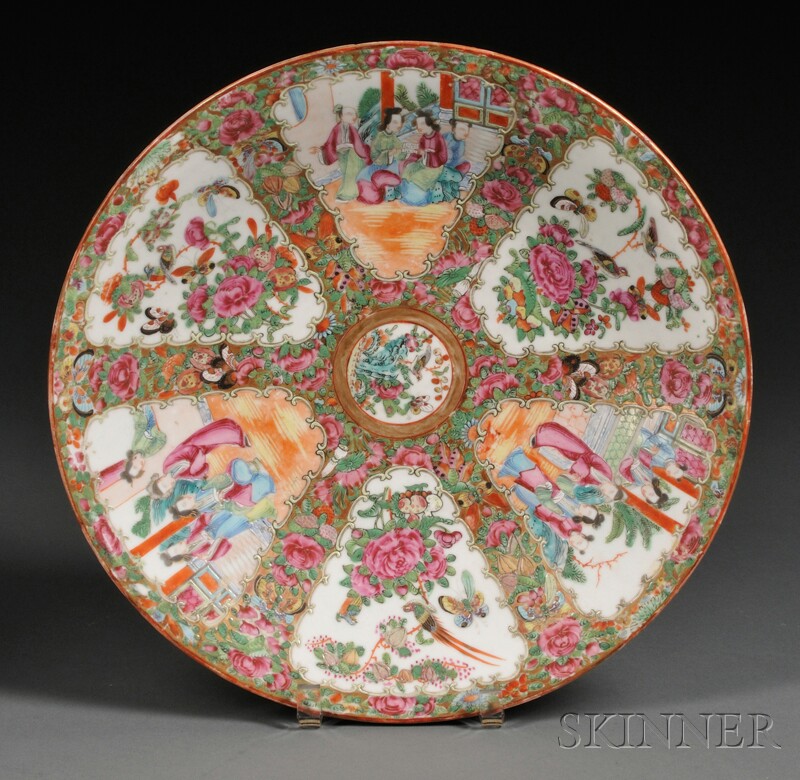 Appraisal: Rose Medallion Porcelain Chop Plate China late th century dia