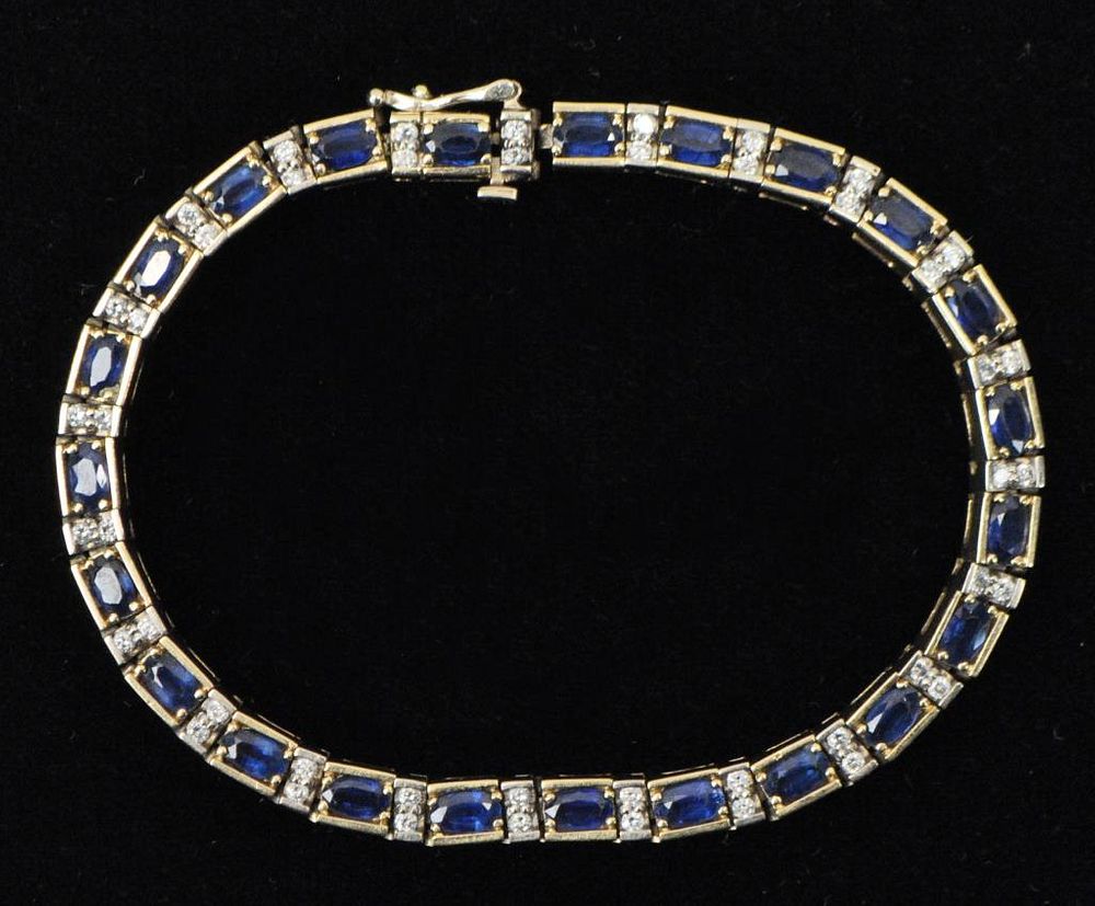 Appraisal: K White Gold Sapphire Diamond Tennis Bracelet containing sapphires and