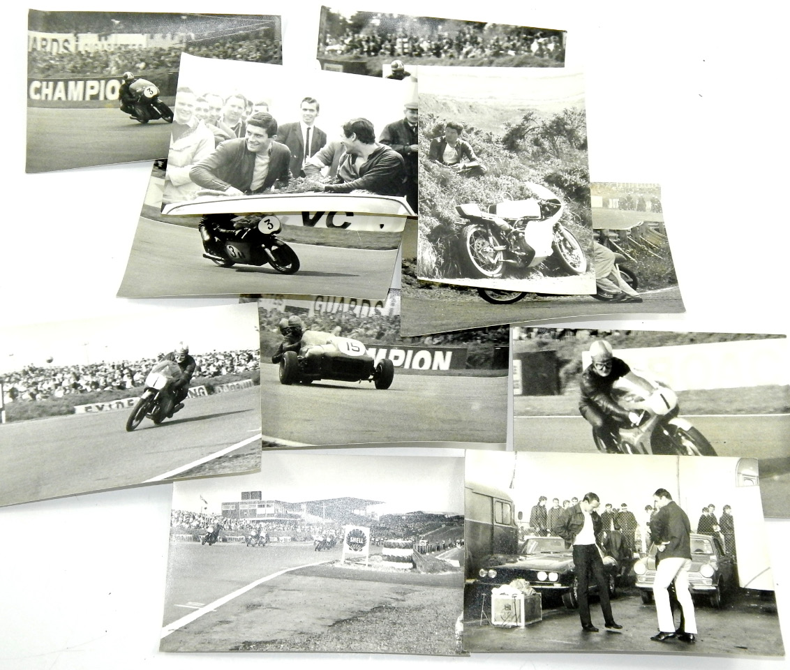 Appraisal: Black and white photographs from the 's of motor cycle