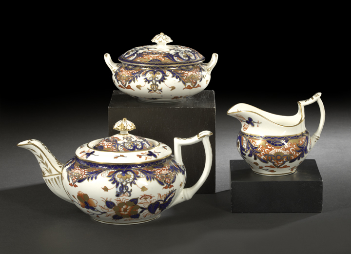 Appraisal: Good Regency Three-Piece Derby Porcelain Tea Service in the Old