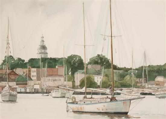 Appraisal: DiAnn Grimes American th century View of Annapolis watercolor on