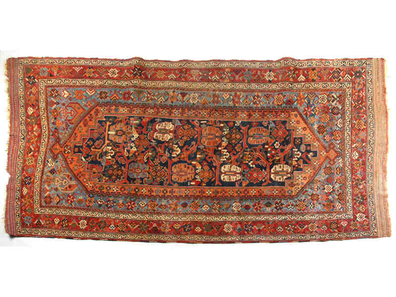 Appraisal: Caucasian Kazak Area Rug ca s elongated central medallion on