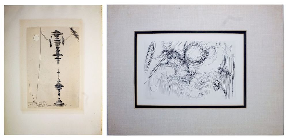 Appraisal: Pair of Salvador Dali Don Quixote Surreal Etchings Pair of