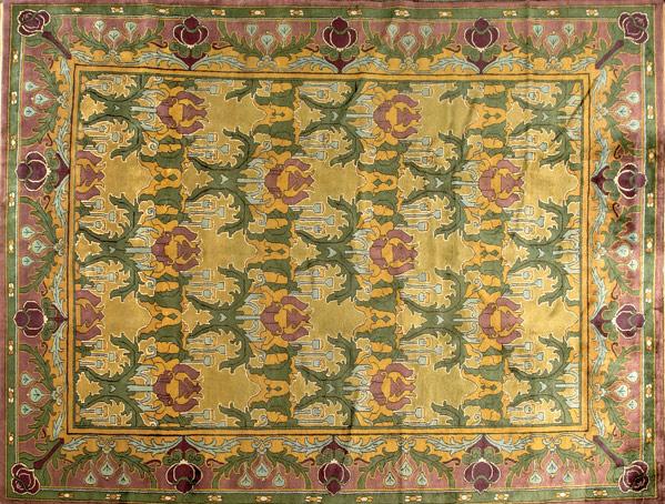 Appraisal: WILLIAM MORRIS STYLE Contemporary room-size rug with mustard yellow and