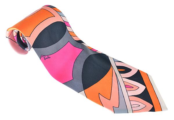 Appraisal: A 'S MENS PUCCI TIE Silk geometric print in salmon