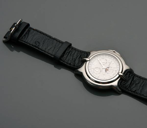 Appraisal: A stainless steel and leather strapped wristwatch dial signed Bertolucci