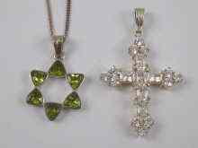 Appraisal: A white metal marked silver and paste set cross together