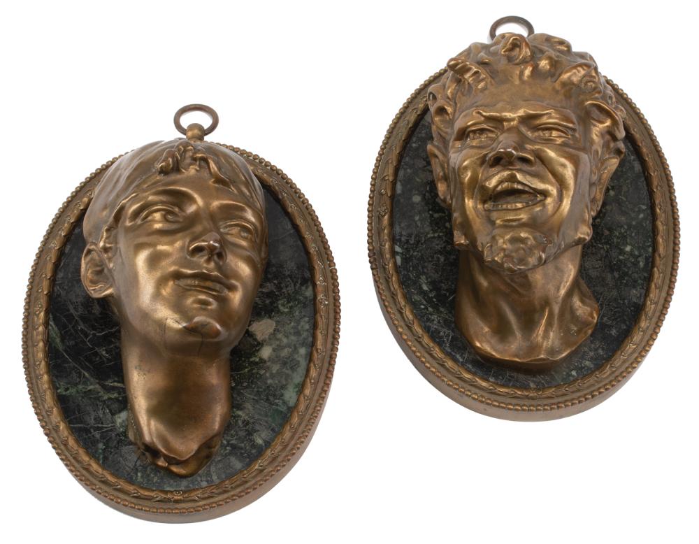 Appraisal: Pair of French Bronze and Marble Portrait Busts signed Clodion