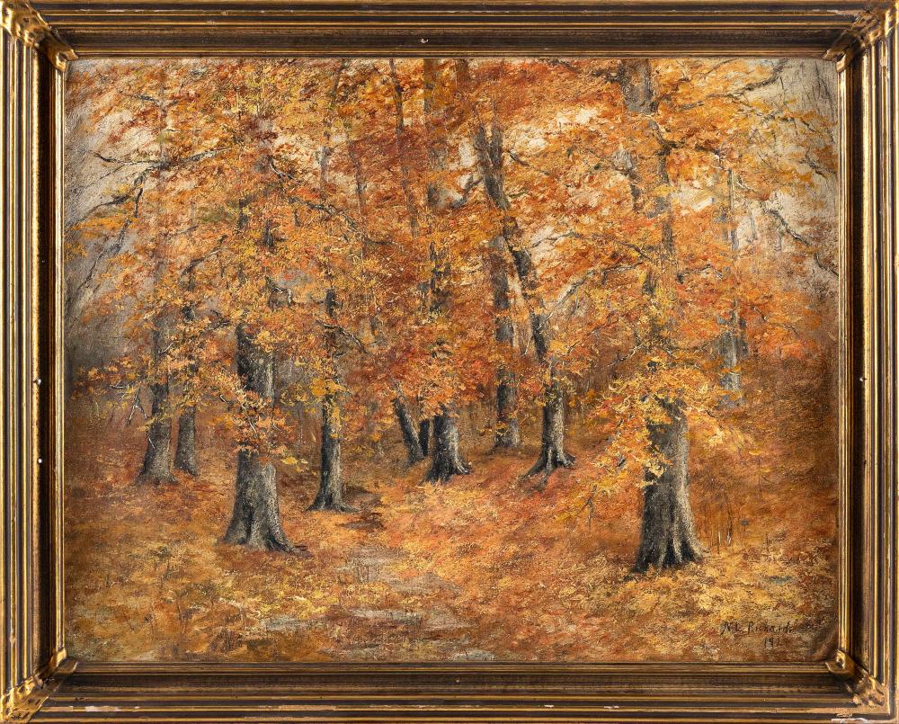 Appraisal: AMERICAN SCHOOL EARLY TH CENTURY AUTUMNAL SCENE OIL ON CANVAS