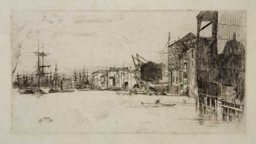 Appraisal: JAMES A M WHISTLER Free Trade Wharf Etching and drypoint