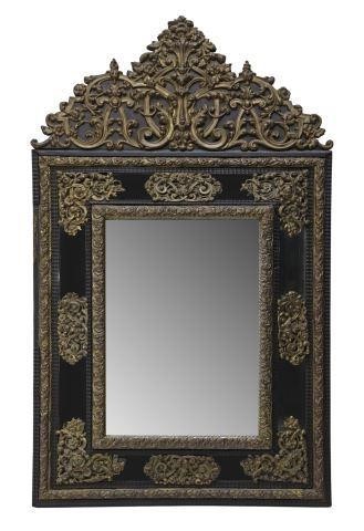 Appraisal: Dutch Baroque style wall mirror th c having carved ebonized