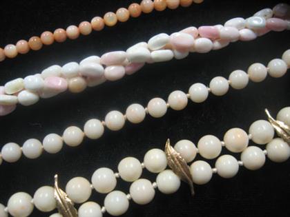 Appraisal: Group of coral jewelry mid th century Two necklaces and