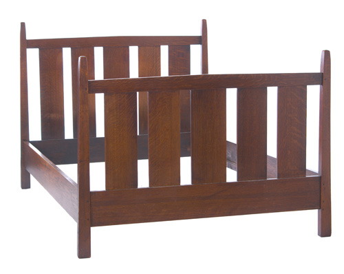 Appraisal: GUSTAV STICKLEY Bedstead for a full sized mattress with five