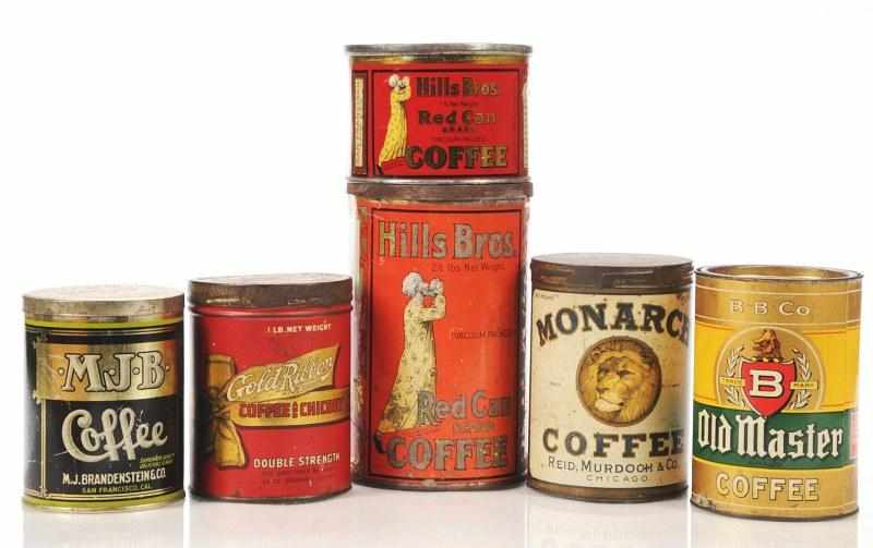 Appraisal: Lot of Coffee Tins Description Lot includes scarce red -