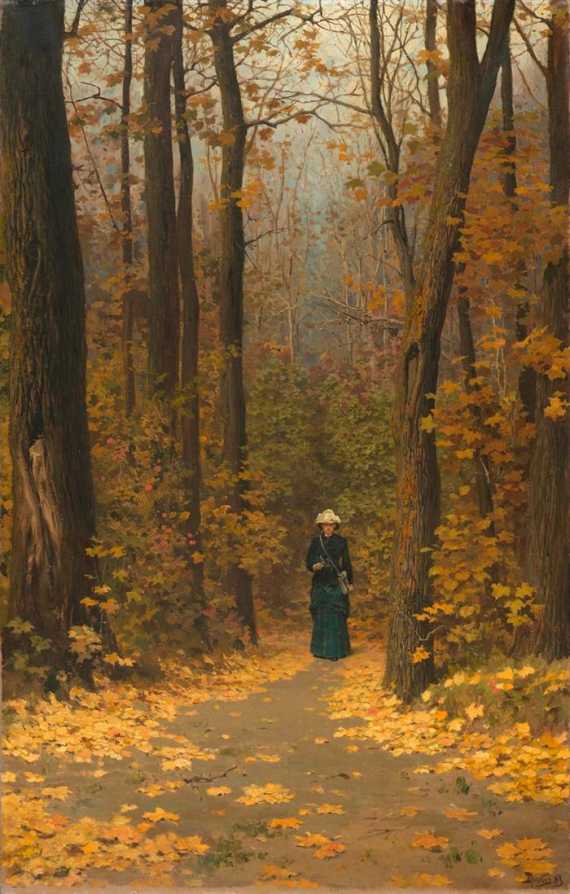 Appraisal: POLENOFF VASILY DIMITRIEVICH St Petersburg Woman walking on a forest