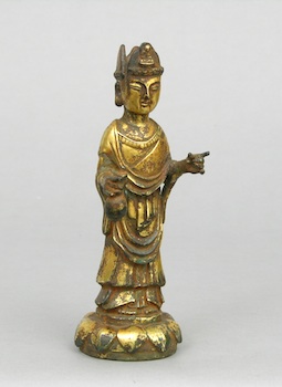 Appraisal: A Korean Gilt Bronze Buddha A Korean Choson gilt bronze