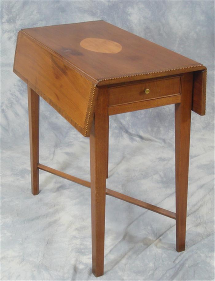 Appraisal: Inlaid mahogany Hepplewhite Pembroke table with cross stretcher base English