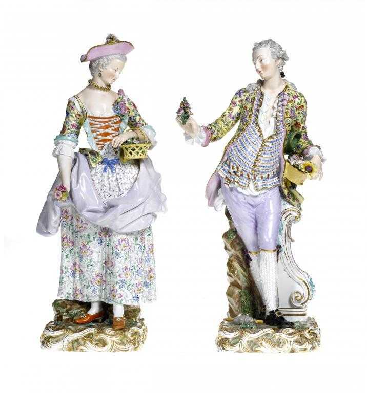 Appraisal: A PAIR OF MEISSEN FIGURES OF A GARDENER AND COMPANION