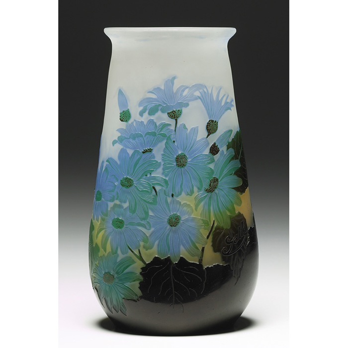 Appraisal: Fine Galle vase beautifully detailed cameo decoration of blue daisies