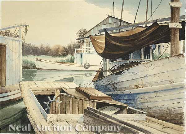 Appraisal: Rolland Harve Golden American Louisiana b The Boat Graveyard watercolor