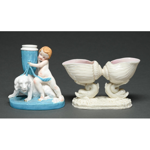 Appraisal: A Royal Worcester boy and dog candlestick and glazed parian