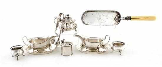 Appraisal: English sterling table articles th th century comprising pair gravy