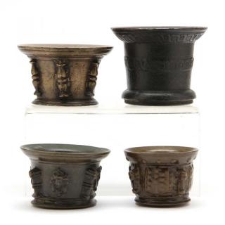 Appraisal: Four Early Continental Apothecary Mortars possibly Spanish circa with raised