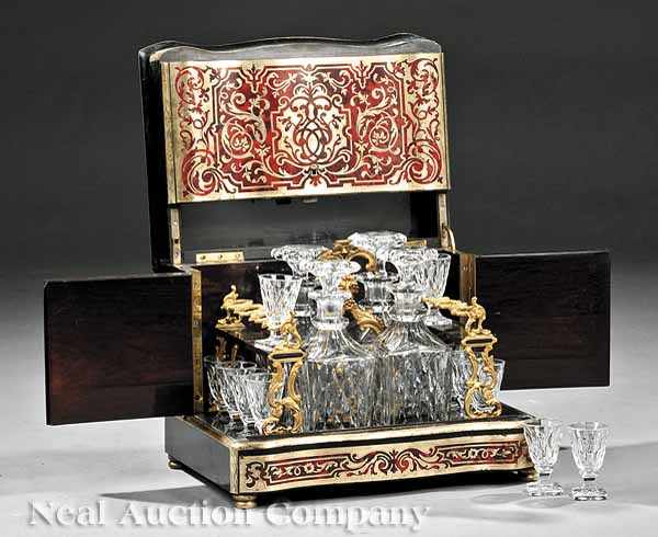 Appraisal: A Napoleon III Boulle and Ebonized Cave Liqueur th c