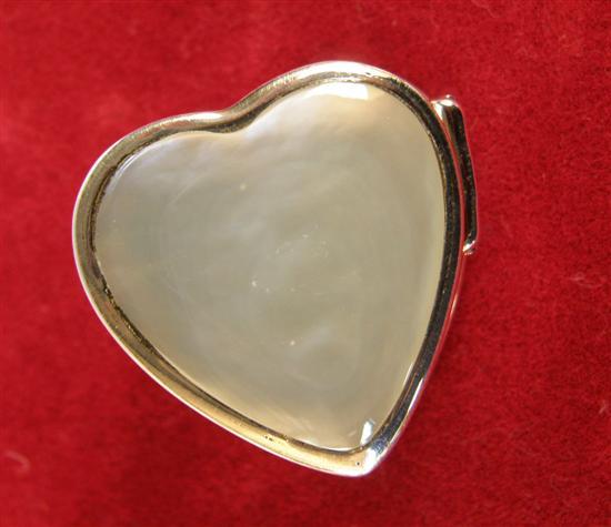 Appraisal: Silver and mother of pearl heart shaped box