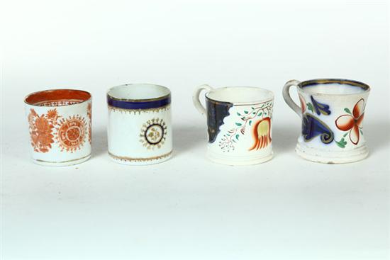 Appraisal: FOUR CHILD'S MUGS Mostly England st half- th century Gaudy