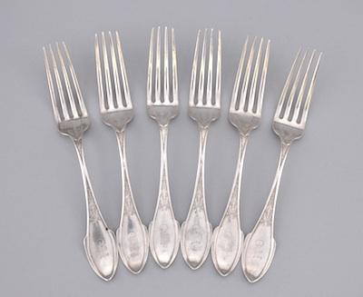 Appraisal: A Set of Six Wood Hughes Sterling Silver Forks in