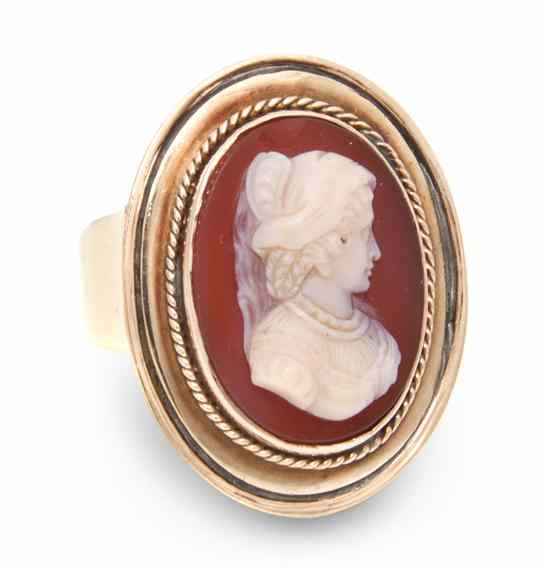 Appraisal: A Karat Yellow Gold and Sardonyx Cameo Ring containing one