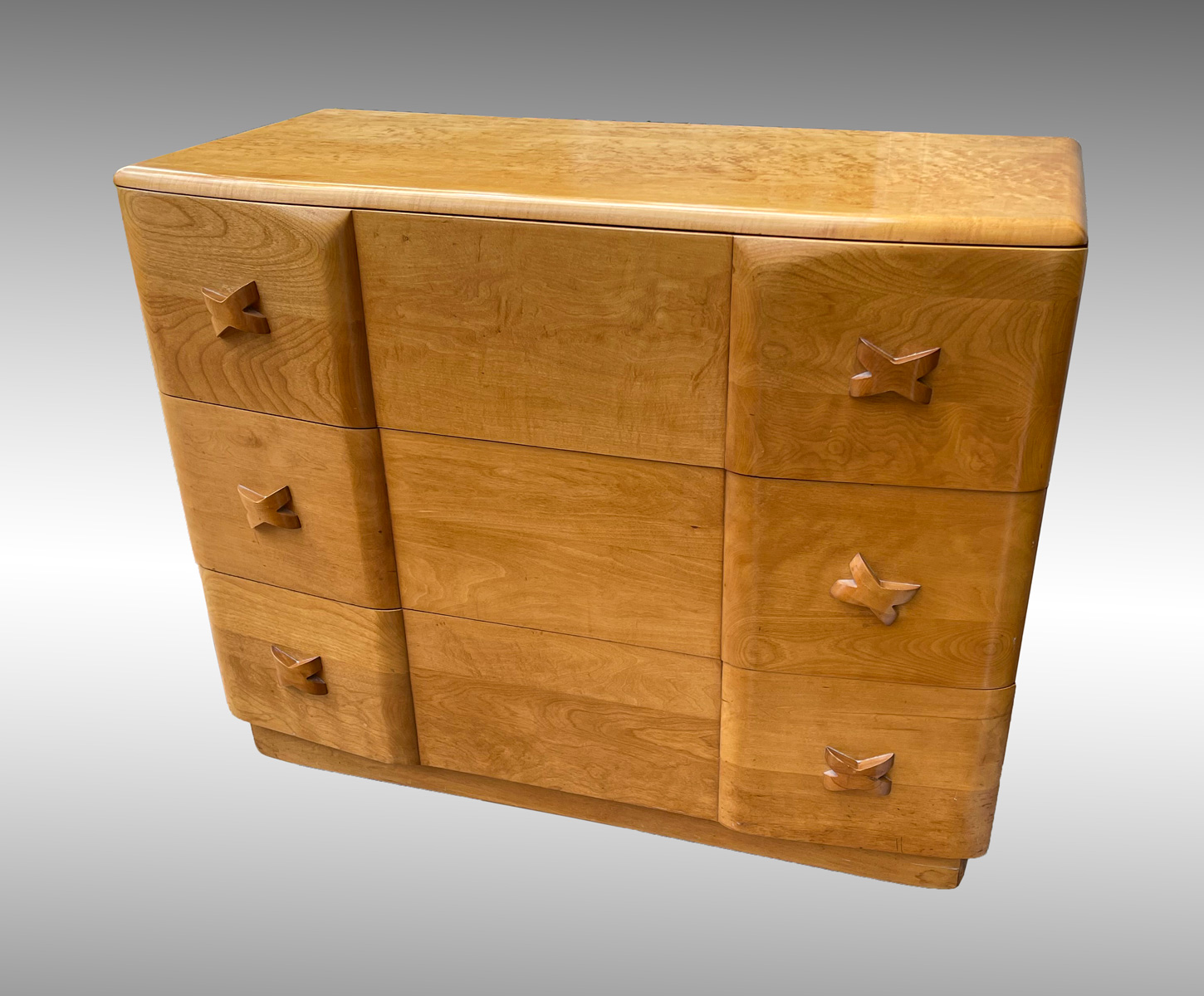 Appraisal: HEYWOOD WAKEFIELD - DRAWER DRESSER Original champagne finish on three