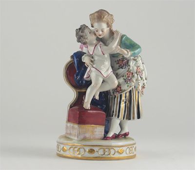 Appraisal: A Continental porcelain figure of a woman bending to be