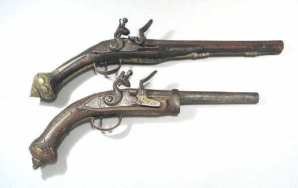 Appraisal: A lot of two Middle Eastern flintlock pistols Including a