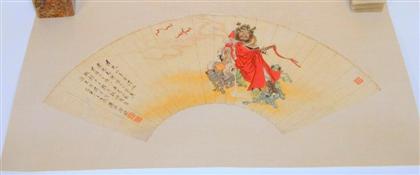 Appraisal: Chinese painted fan Color and ink on paper laid down