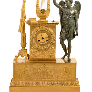 Appraisal: An Empire Gilt and Patinated Bronze Figural Mantel Clock th