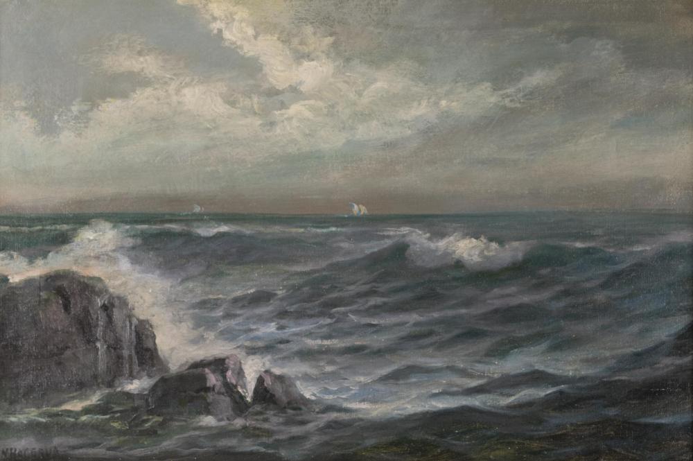 Appraisal: NELS HAGERUP San Francisco CA - oil on canvas seascape