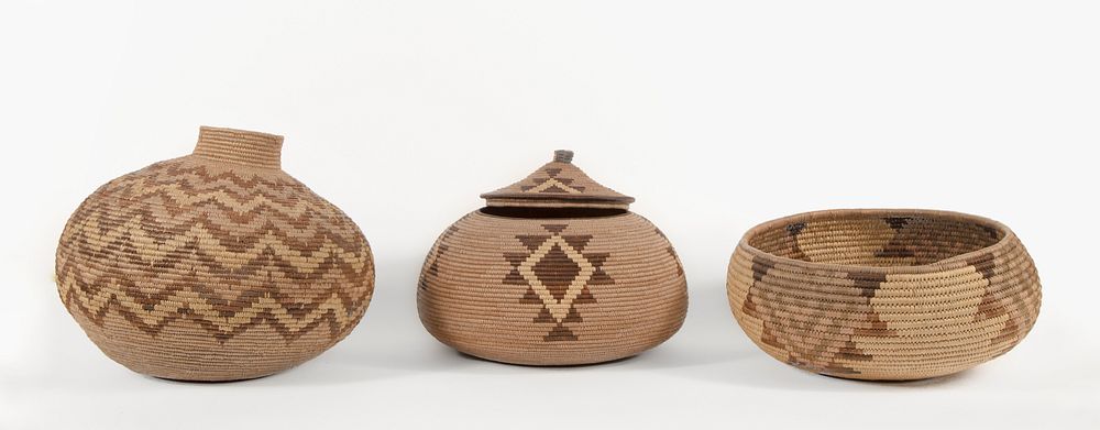 Appraisal: Group of Three Tribal Baskets th Century Group of Three