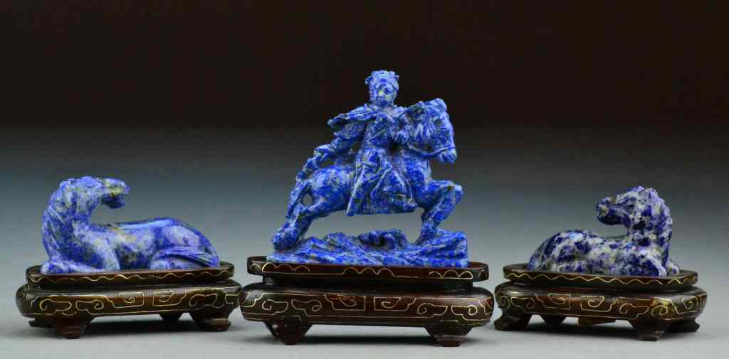 Appraisal: Chinese Qing LapisLazuli HorsesAll carved in various poses all raised