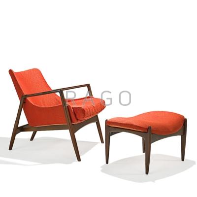 Appraisal: IB KOFOD-LARSEN SELIG Lounge chair and ottoman Denmark s Stained