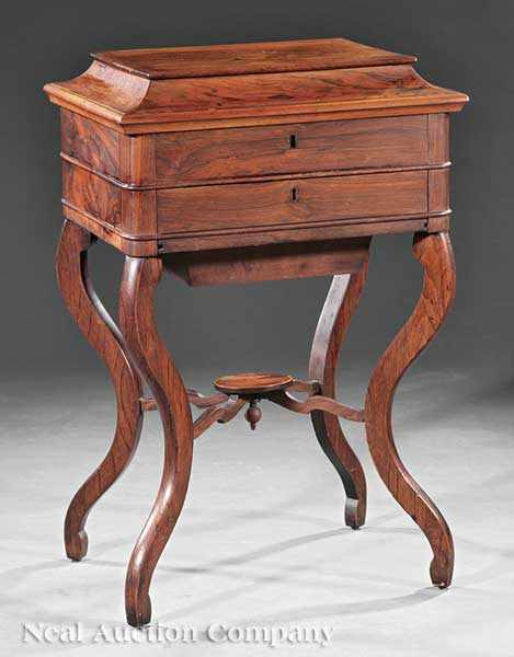 Appraisal: An American Rococo Carved Rosewood Work Table attributed to John