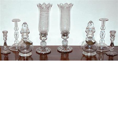 Appraisal: Pair of Baccarat Molded Glass Candlesticks Together with Six Glass