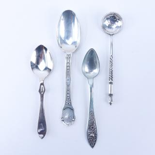 Appraisal: Four Pieces Miscellaneous Silver Spoons including a Russian Ruble Coin