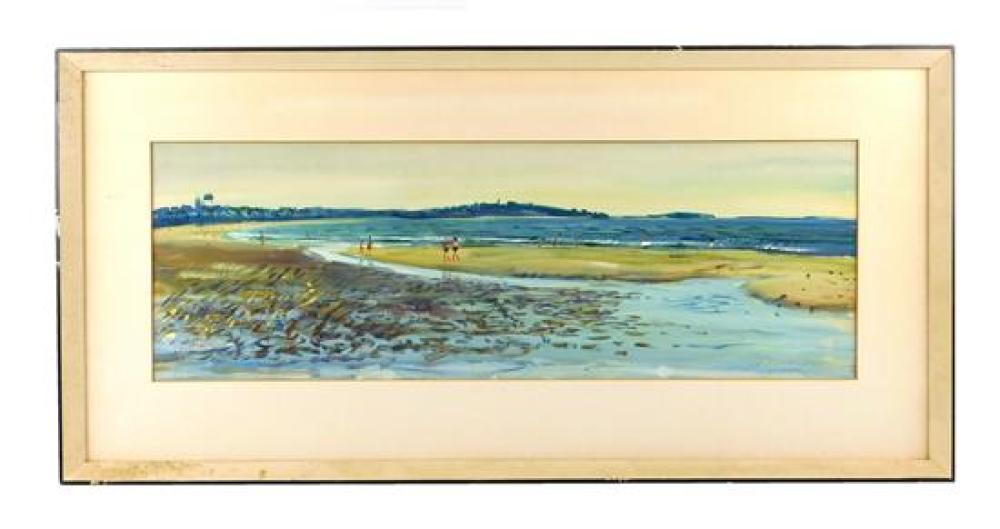 Appraisal: Charles Demetropoulos American - th C watercolor depicts beach scene