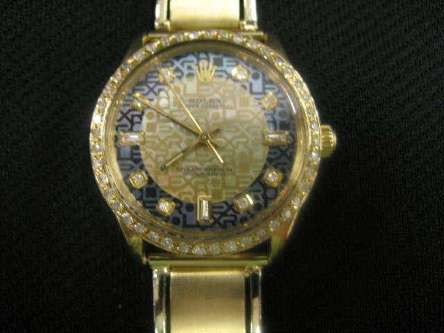 Appraisal: Rolex Man's Wristwatch k gold case band fancy diamond bezel