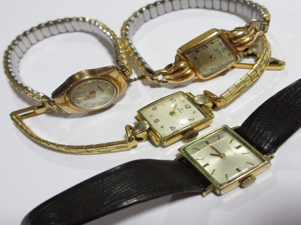 Appraisal: Lot comprising four mid th century ladies wrist watches -