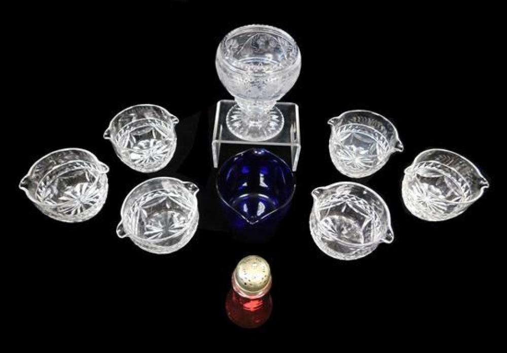 Appraisal: GLASS Glass tableware nine pieces six cut glass wine rinsers